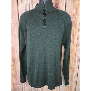 01.Algo Men's Green Wool Blend Sweater Large Performance Quarter-Zip Pullover